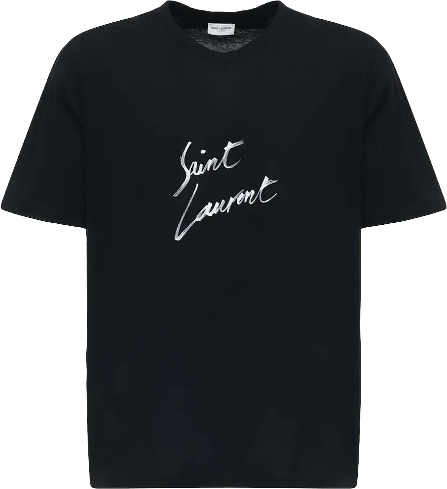 Saint Laurent Signature Logo-Print Cotton T-shirt Black (US M)
